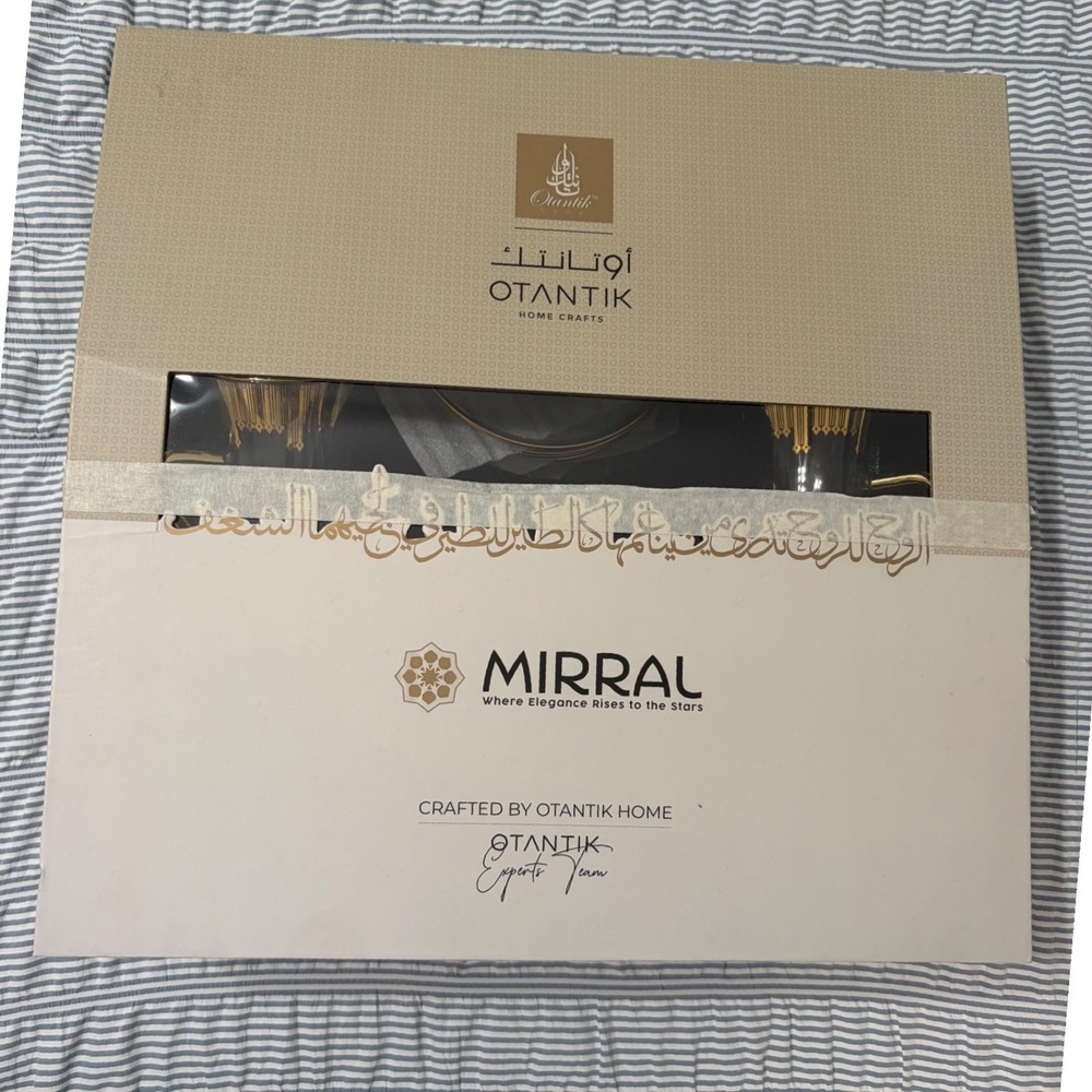 Otantik Home Mirral Turkish Tea Set 6 Cups 6 Saucers Gold Trim Glass Boxed New